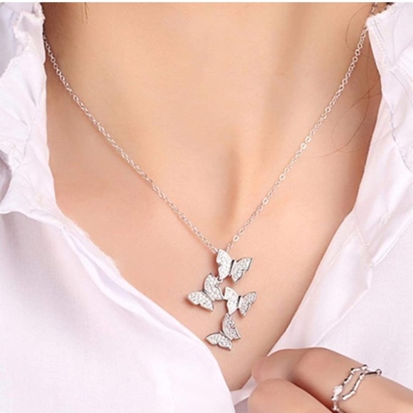 925 Sterling Silver Butterfly Chain - Picture 1 of 7